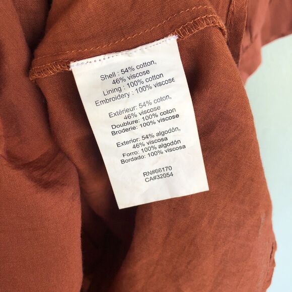 Anthropologie Samant Chauhan Dress M Embroidered Tiered Mini Babydoll Spice Boho - Picture 10 of 15